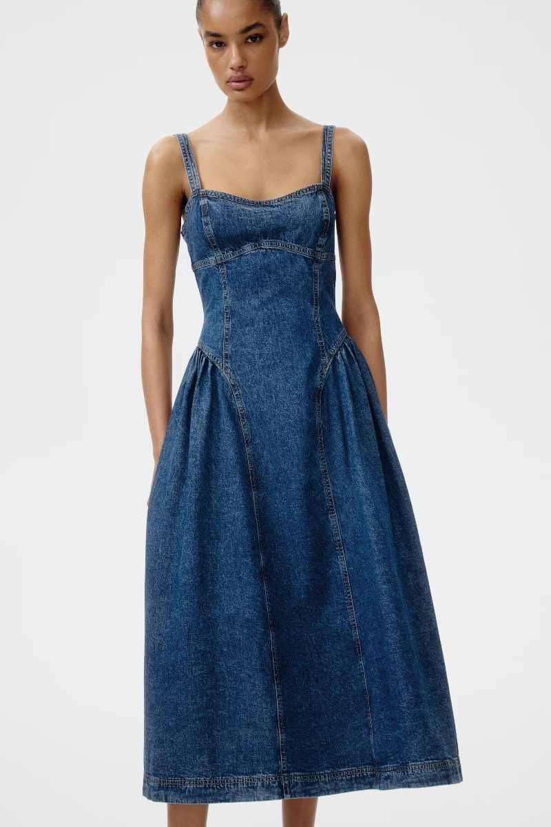 abito in denim a canotta H&M svasato
