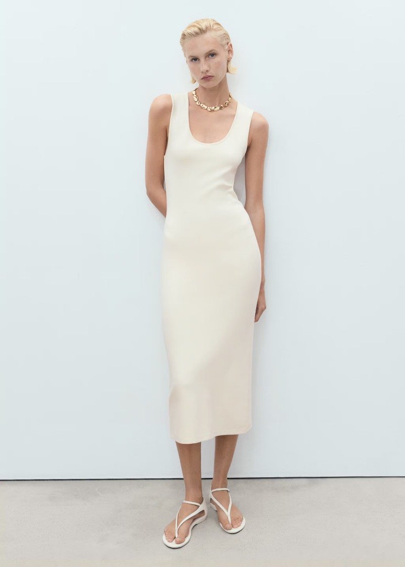 abito elegante mango a canotta scollato e lunghezza midi