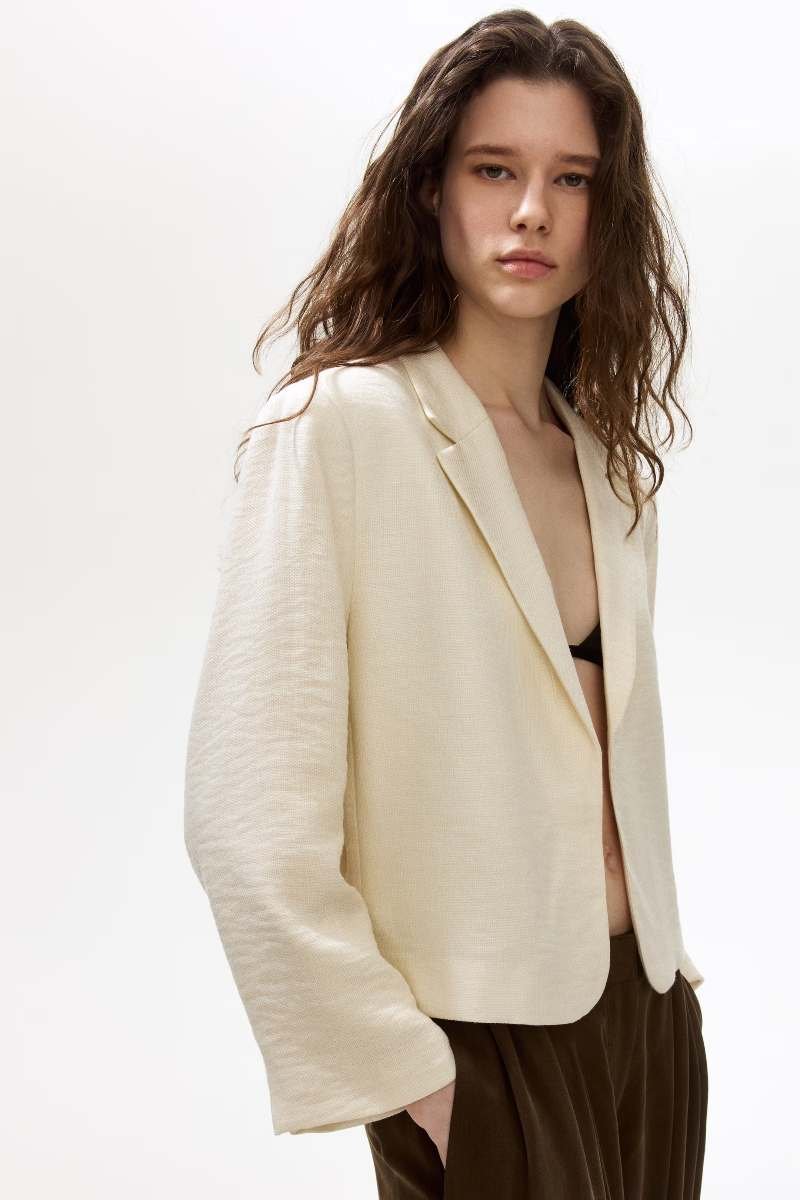 giacca corta H&M color panna senza bottoni