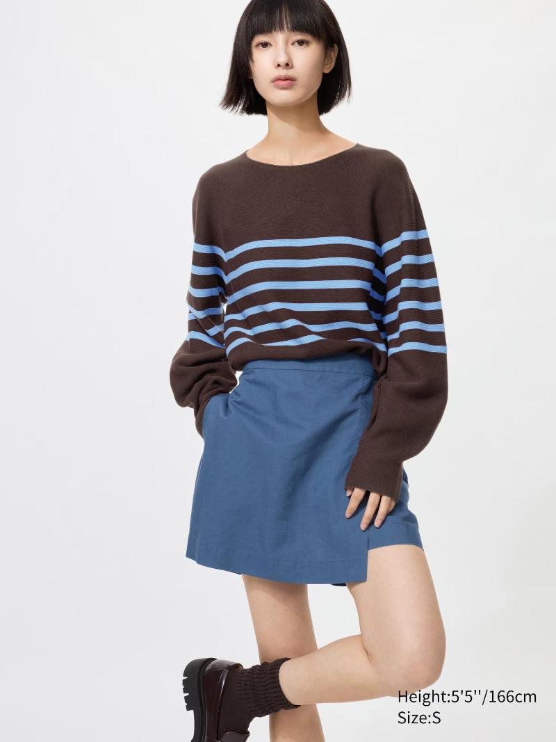 gonna pantalone mini color denim uniqlo