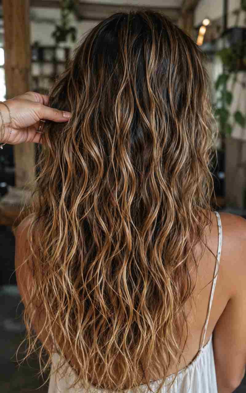 acconciatura in stile mermaid waves onde da sirena su chioma biondo cenere con balayage