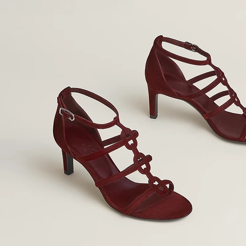 sandali con tacco alto hermes bordeaux
